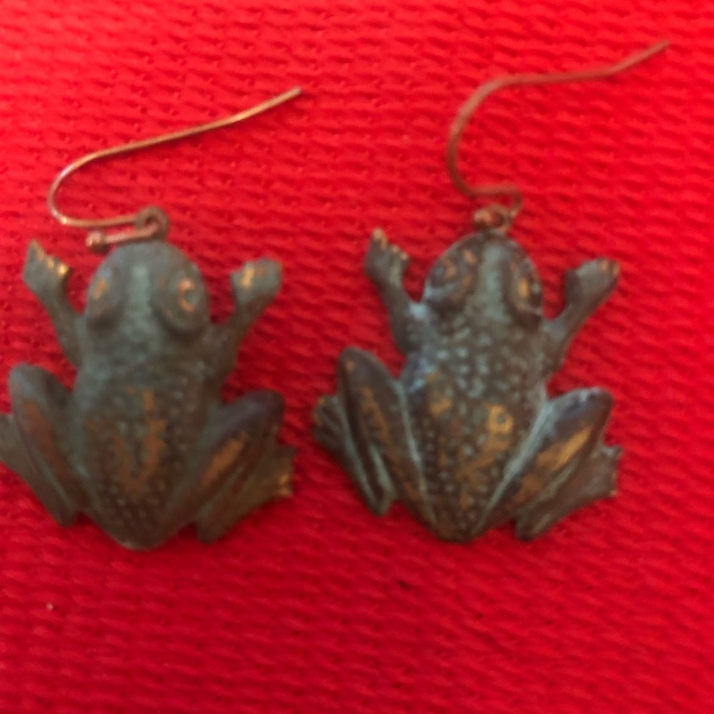 Custom created frog earrings